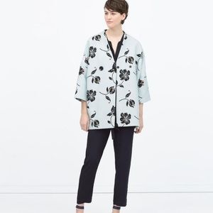 Zara Floral Cocoon Coat